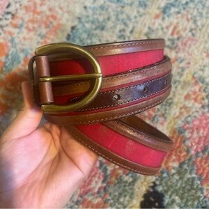 Orvis vintage belt leather with red accents size 44